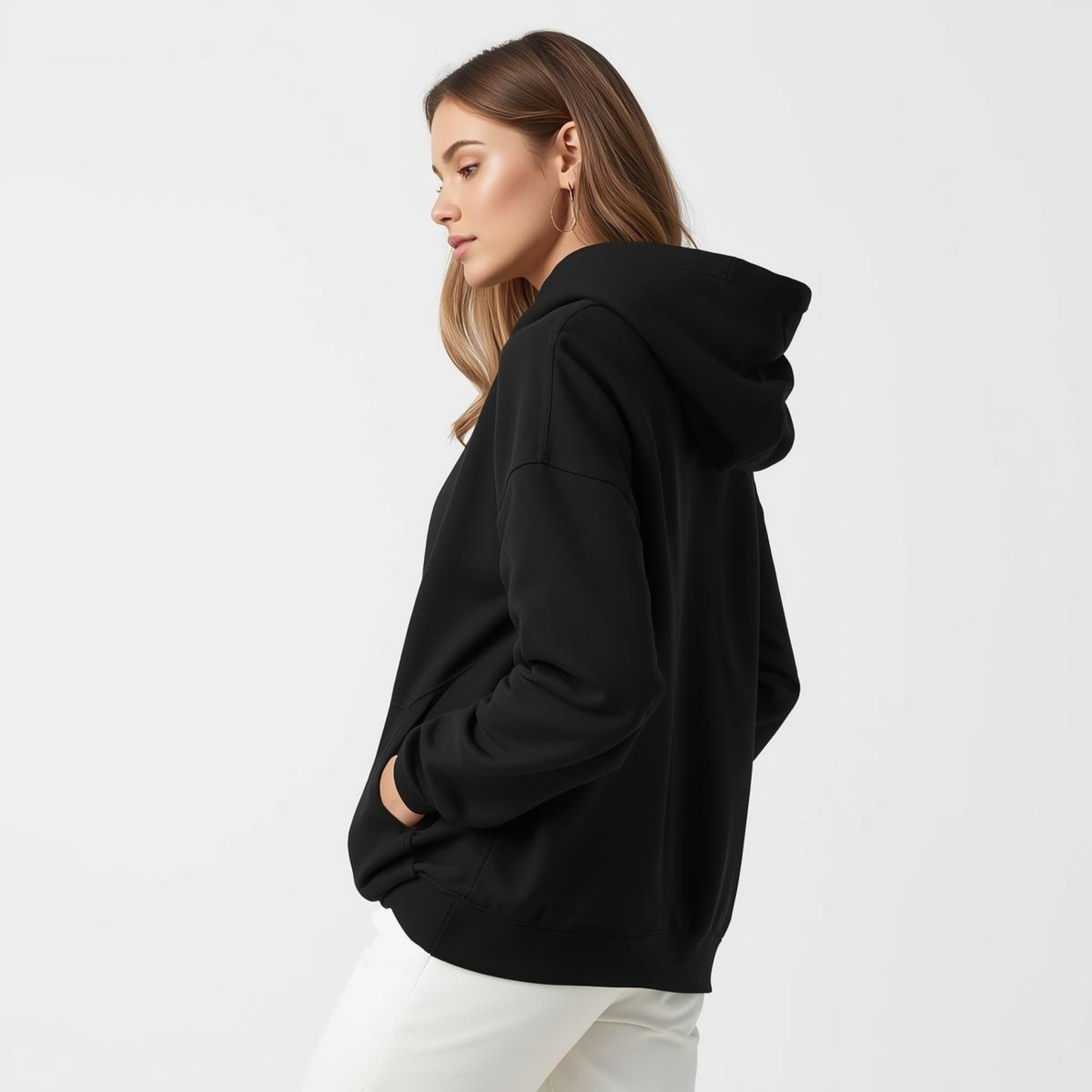 Premahs Black Oversized Hoodie for Women for Gym