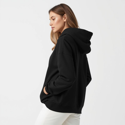 Premahs Black Oversized Hoodie for Women for Gym