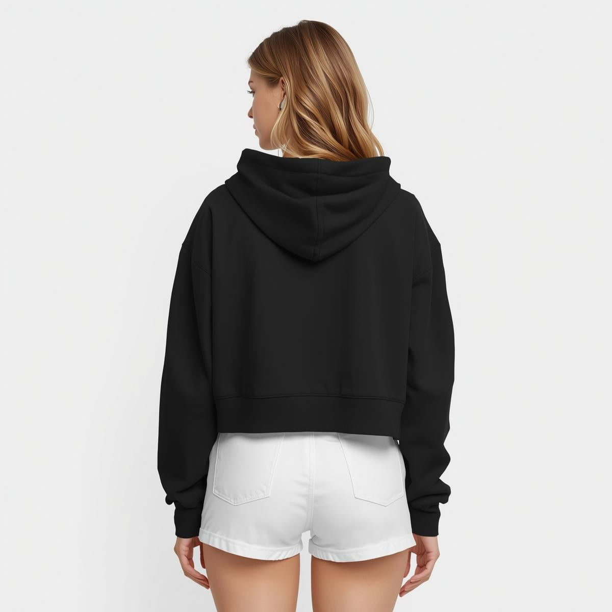 Premahs Plain Cropped Hoodie for Women
