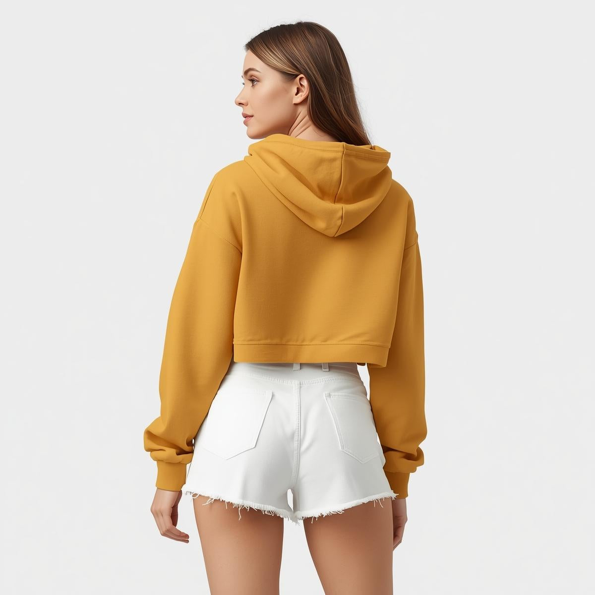 Premahs Plain Cropped Hoodie for Women