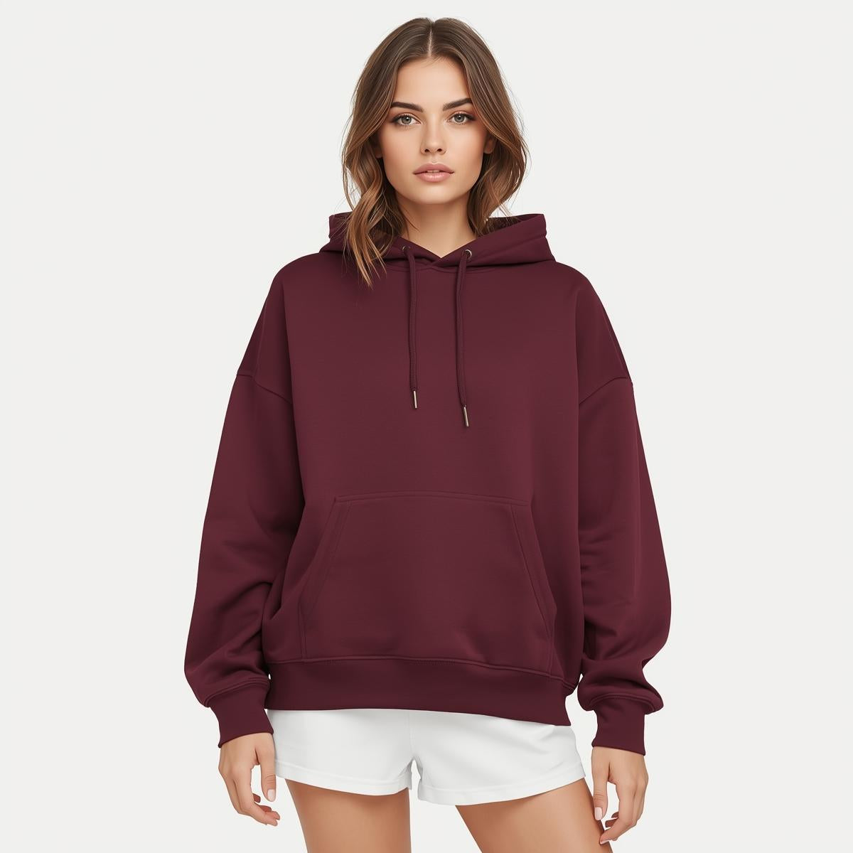 Premahs Solid Oversized Hoodie for Women