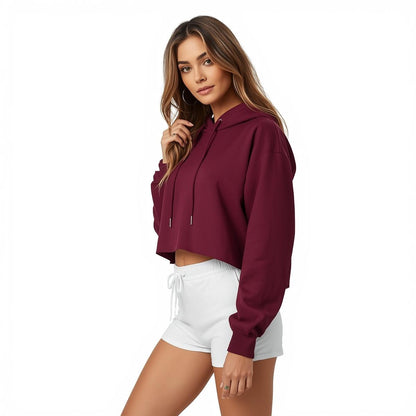 Premahs Plain Cropped Hoodie for Women