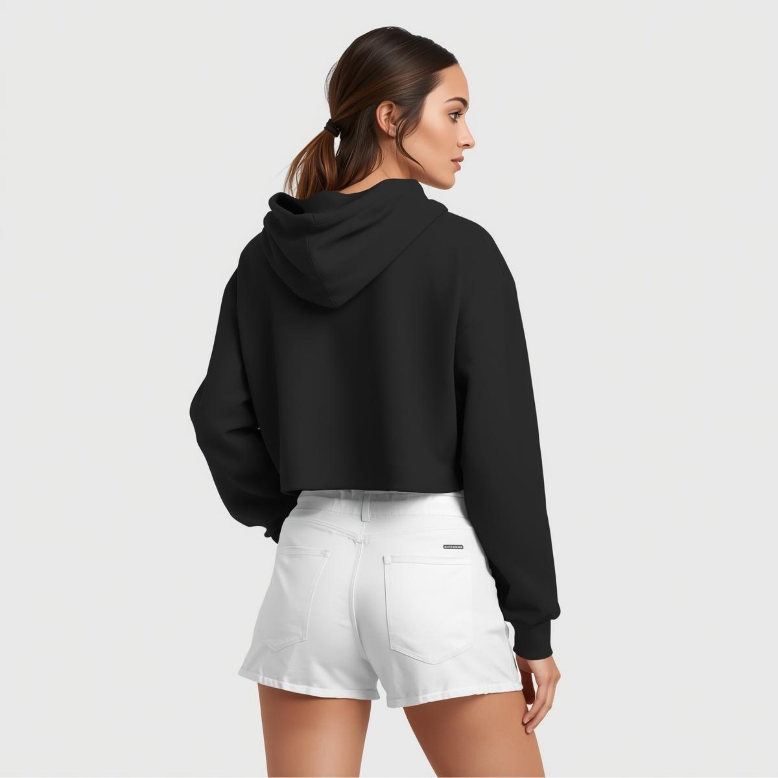 Premahs 100% Cotton Cropped Hoodie for Women