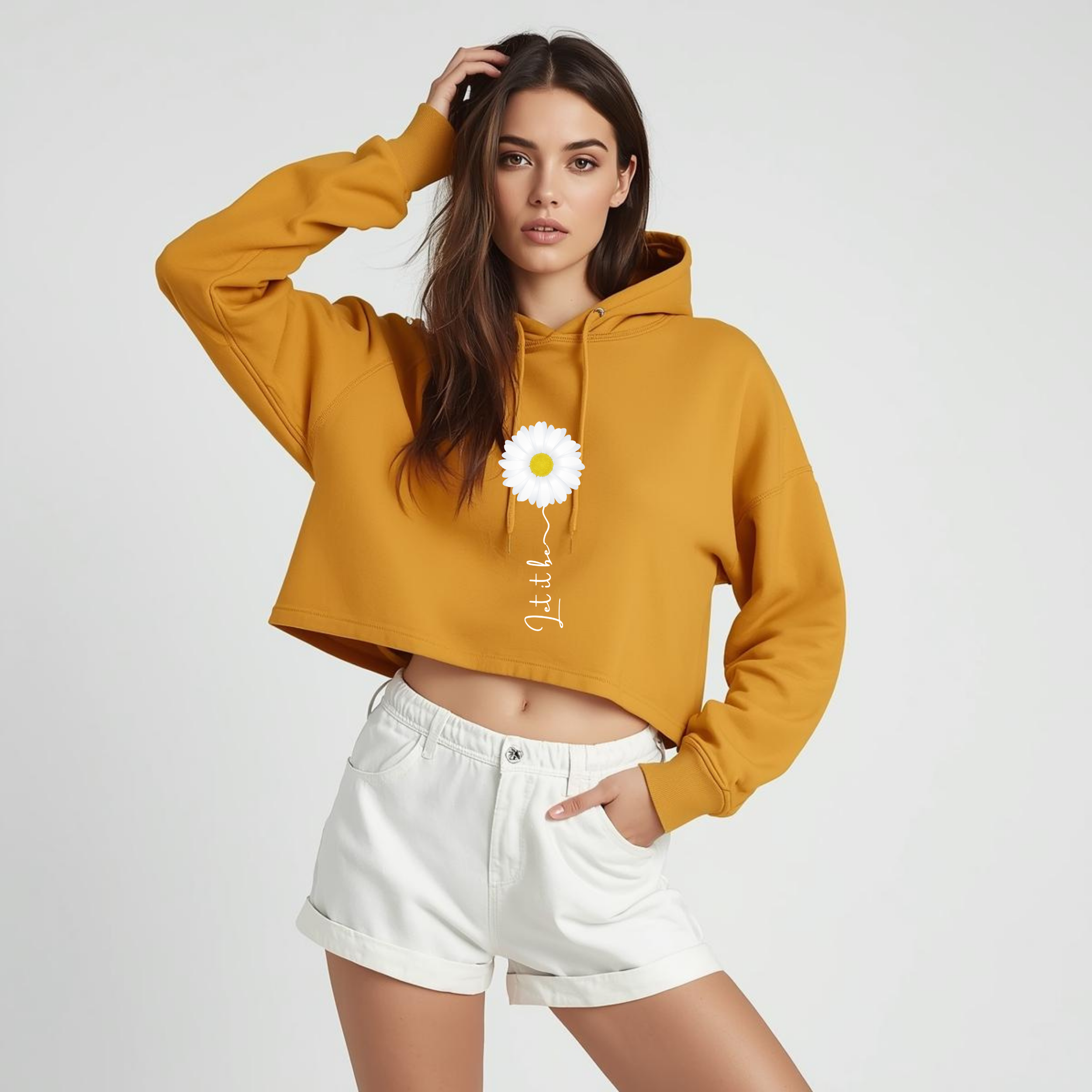 Premahs 100% Cotton Cropped Hoodie for Women