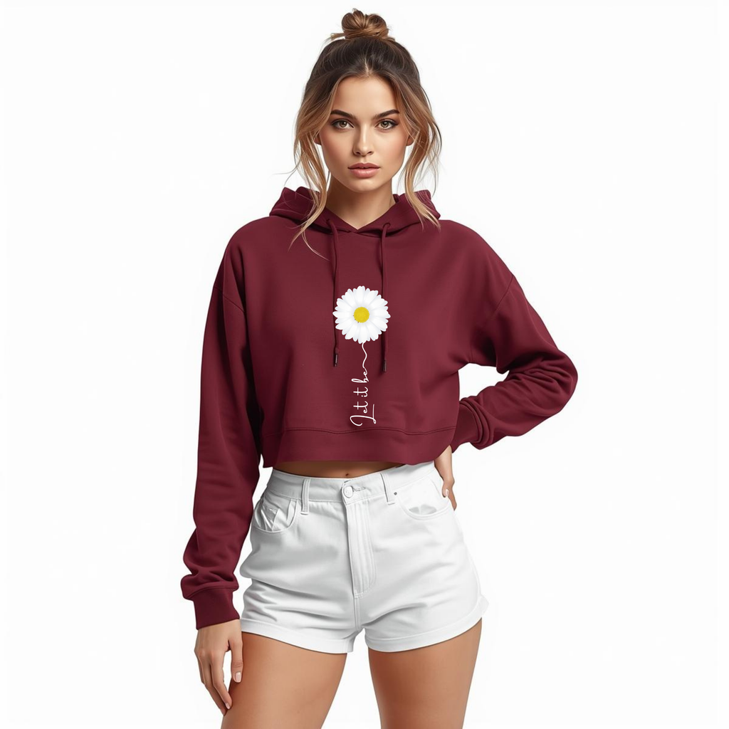 Premahs 100% Cotton Cropped Hoodie for Women
