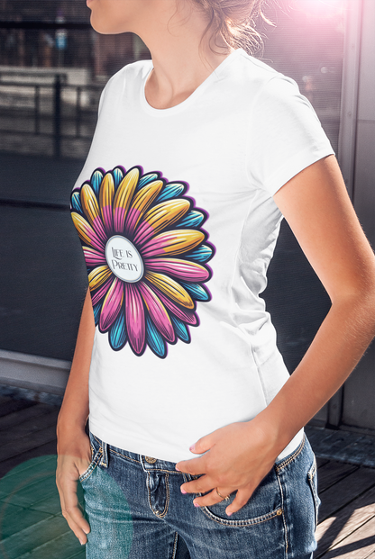 Premahs - Life Is Pretty Vibrant Flower Tee Short Sleeve Regular Fit