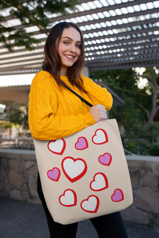 Premahs - Red & Pink Heart Tote Bags